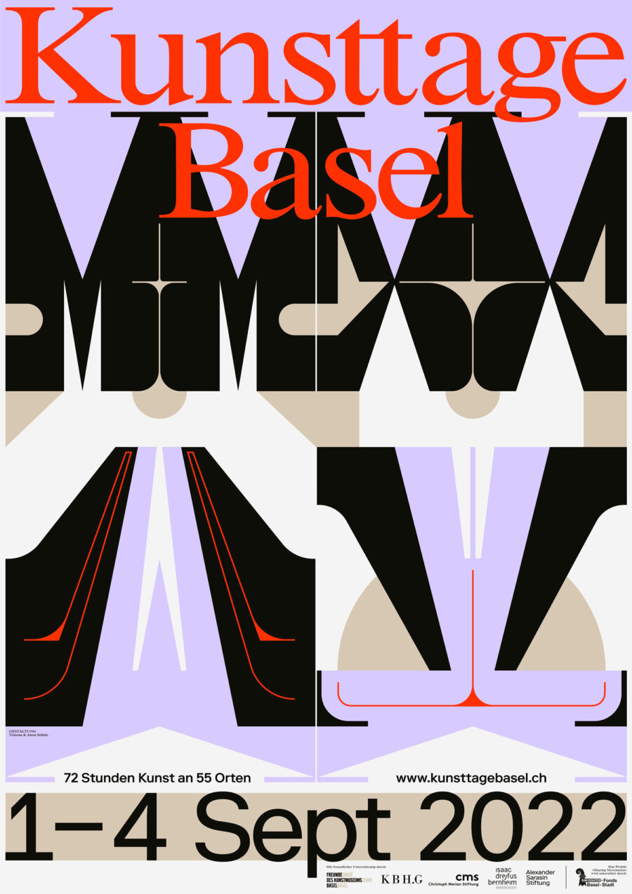 Graphic poster for Kunsttage Basel, September 1-4, 2022, featuring abstract geometric shapes.